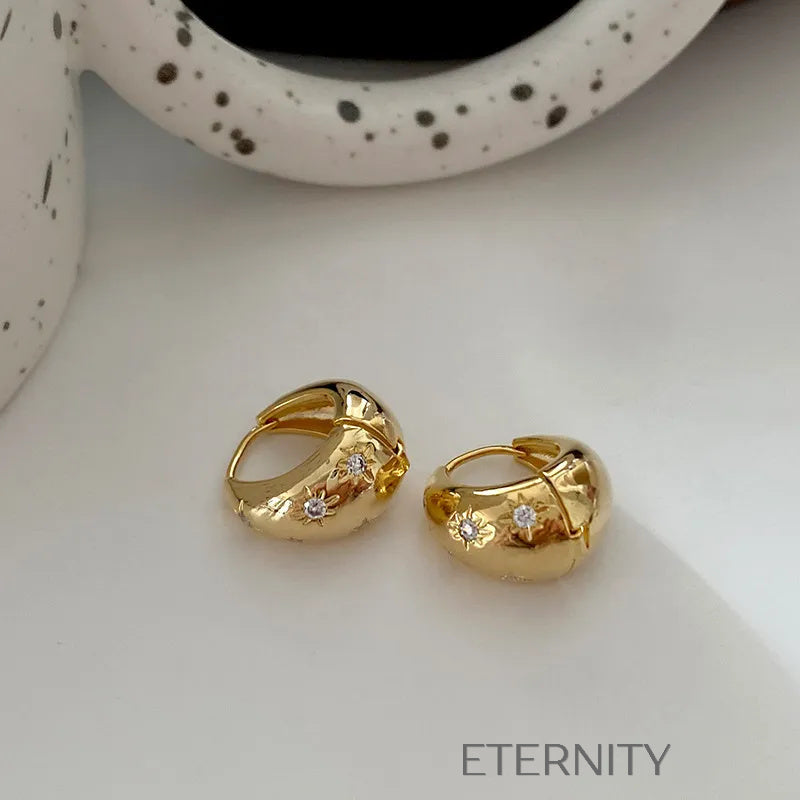 Zarcillos Celestial Hoops con Circones en Oro y Plata  Zarcillos Dorado Unica Acero Inoxidable  ETERNITY