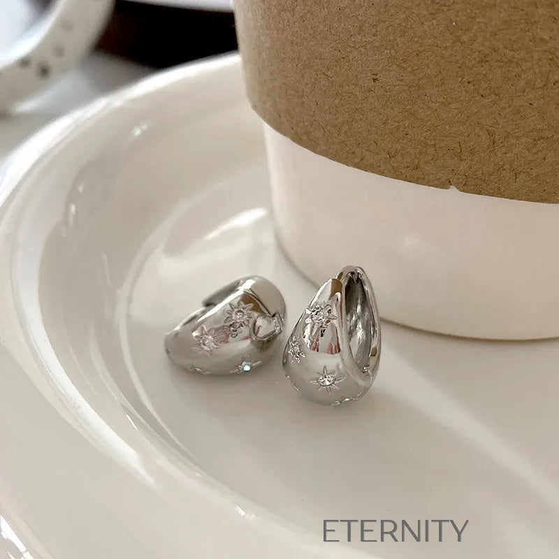 Zarcillos Celestial Hoops con Circones en Oro y Plata  Zarcillos Dorado Unica Acero Inoxidable  ETERNITY