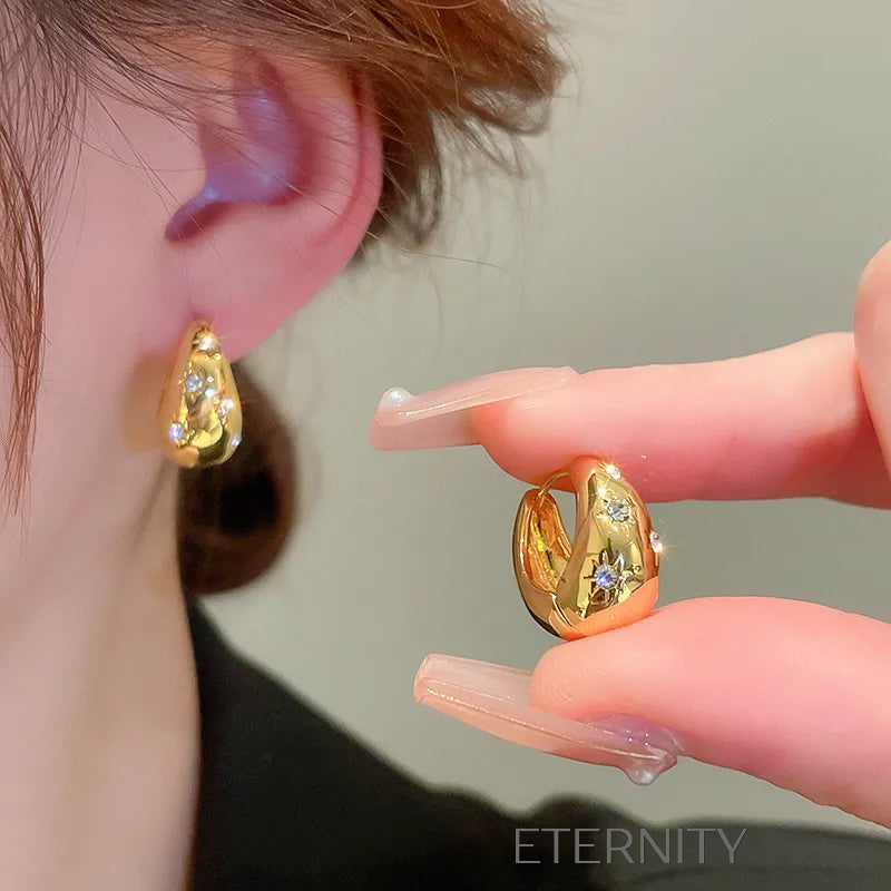 Zarcillos Celestial Hoops con Circones en Oro y Plata  Zarcillos Dorado Unica Acero Inoxidable  ETERNITY