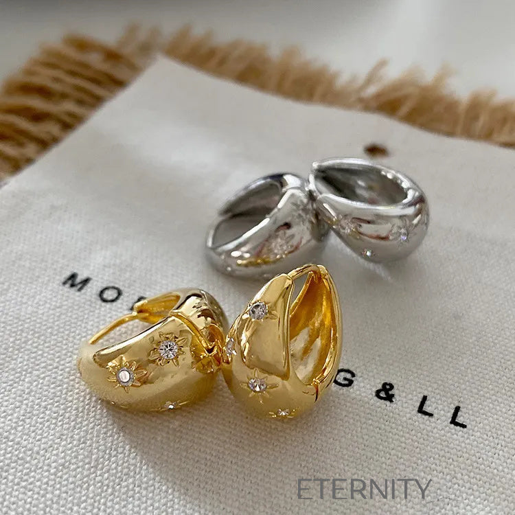 Zarcillos Celestial Hoops con Circones en Oro y Plata  Zarcillos Dorado Unica Acero Inoxidable  ETERNITY