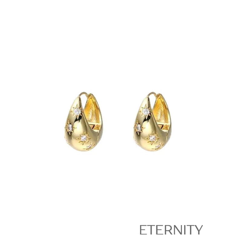 Zarcillos Celestial Hoops con Circones en Oro y Plata  Zarcillos Dorado Unica Acero Inoxidable  ETERNITY
