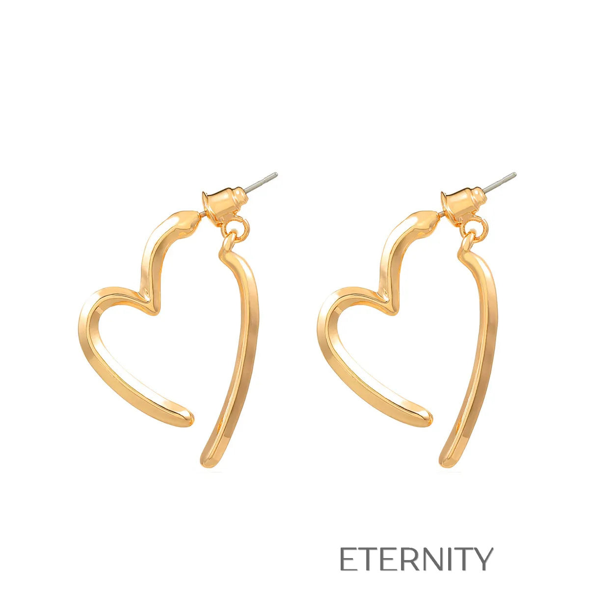 Zarcillos de Aro Infinite Love con Silueta de Corazón Abierta  Zarcillos Dorado Unica Acero Inoxidable  ETERNITY