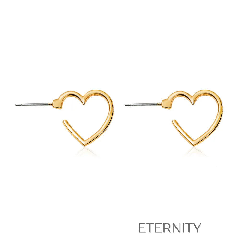 Zarcillos de Aro Infinite Love con Silueta de Corazón Abierta  Zarcillos Dorado Unica Acero Inoxidable  ETERNITY