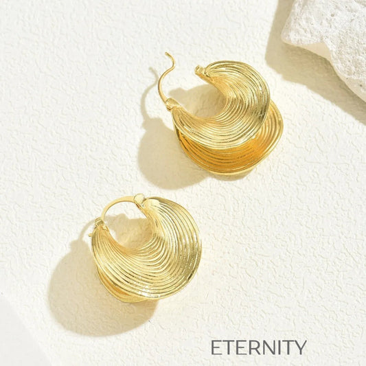 Zarcillos Ripple Flare Aros  Zarcillos Dorado Unica Acero Inoxidable  ETERNITY