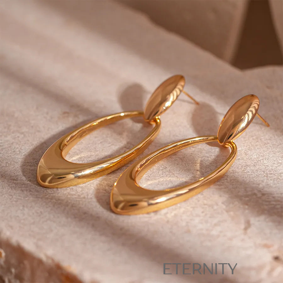 Zarcillos Oval Harmony Elegantes  Zarcillos Dorado Unica Acero Inoxidable  ETERNITY