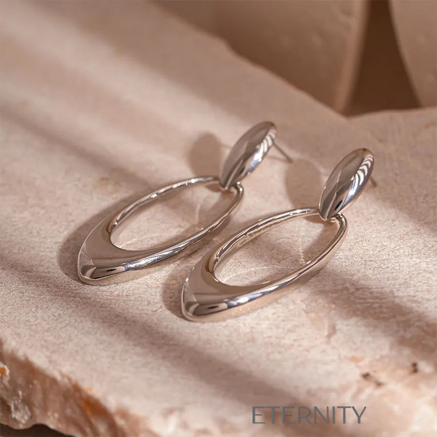 Zarcillos Oval Harmony Elegantes  Zarcillos Dorado Unica Acero Inoxidable  ETERNITY