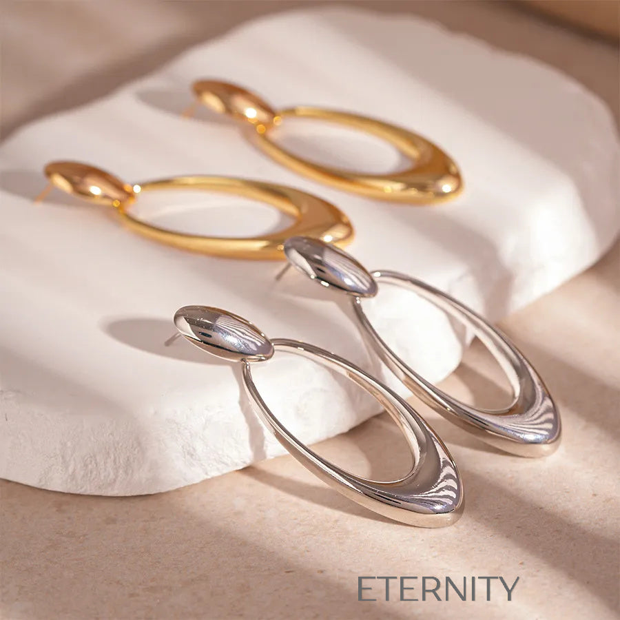 Zarcillos Oval Harmony Elegantes  Zarcillos Dorado Unica Acero Inoxidable  ETERNITY