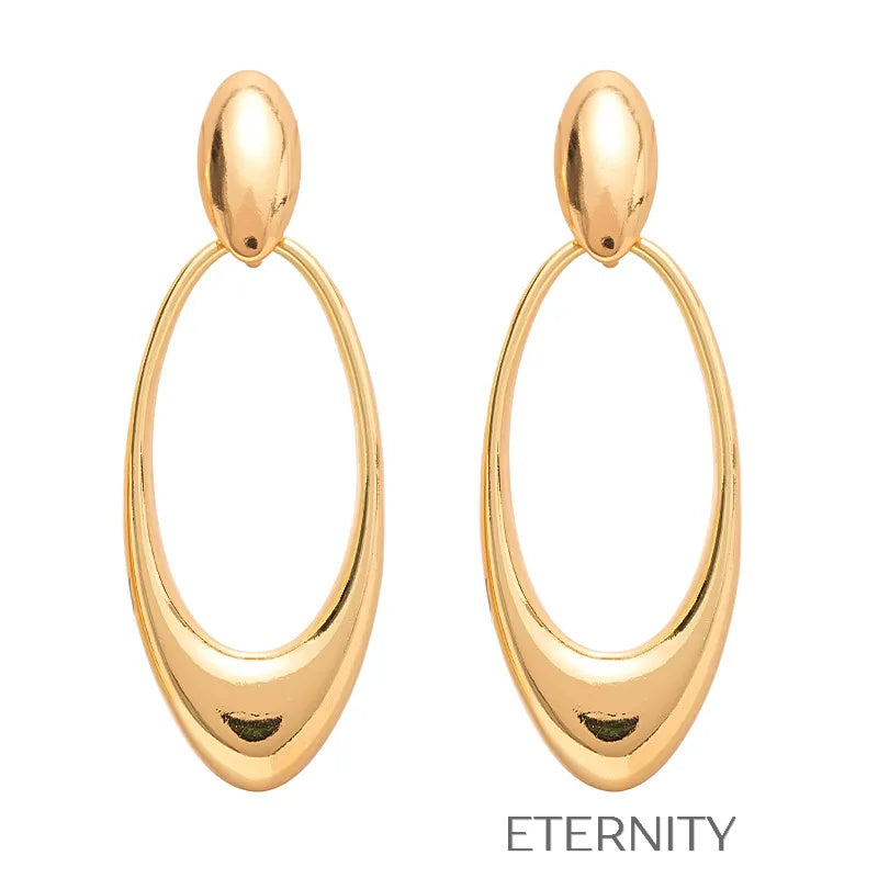 Zarcillos Oval Harmony Elegantes  Zarcillos Dorado Unica Acero Inoxidable  ETERNITY