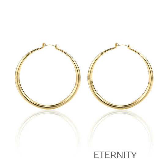 Argollas Infinite Shine de Gran Formato  Zarcillos Dorado Unica Acero Inoxidable  ETERNITY
