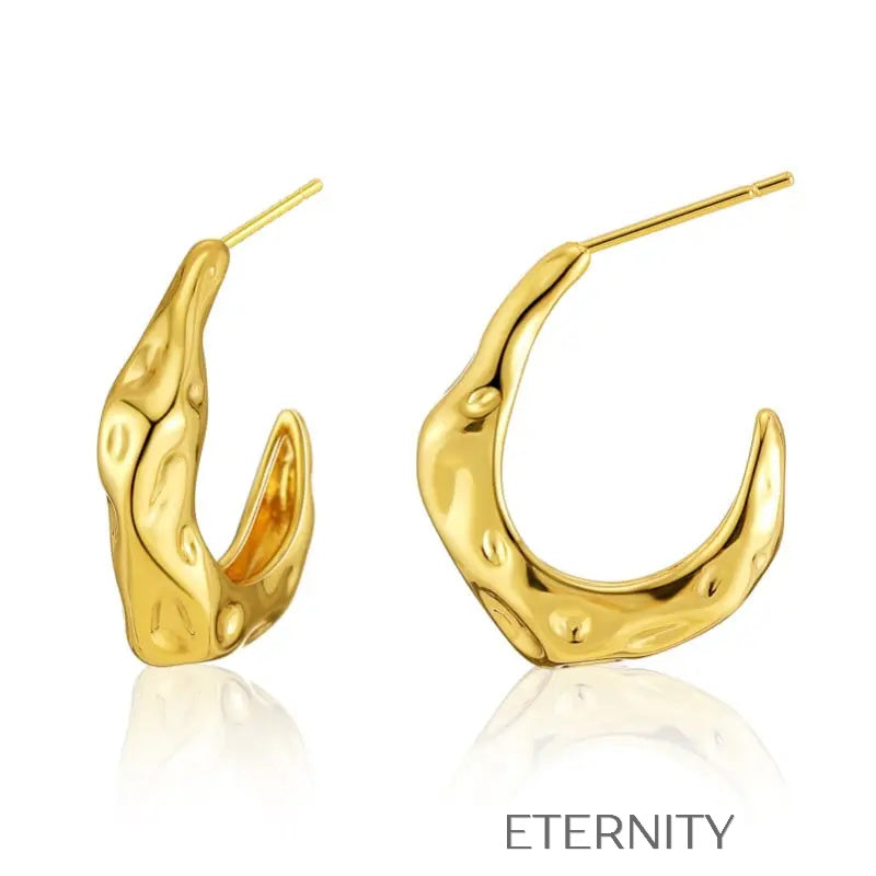 Zarcillos de Aro Ethereal Hammered con Textura Orgánica e Irregular  Zarcillos Dorado Unica Acero Inoxidable  ETERNITY