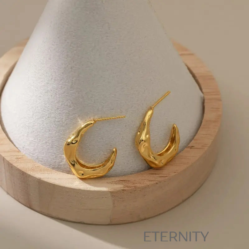 Zarcillos de Aro Ethereal Hammered con Textura Orgánica e Irregular  Zarcillos Dorado Unica Acero Inoxidable  ETERNITY