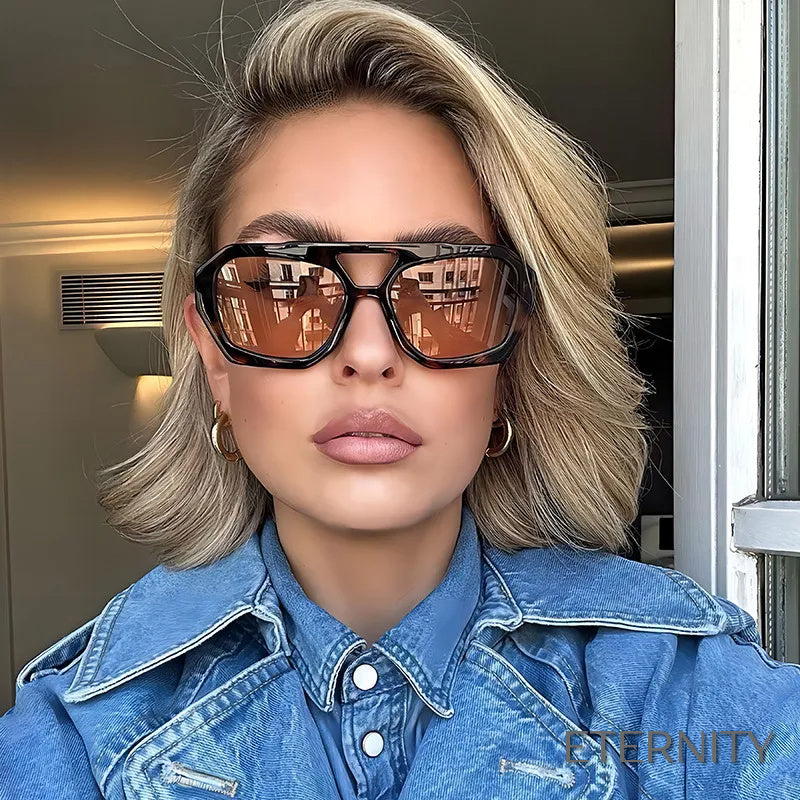 Lentes de Sol Modernos para Mujer: Montura Carey con Doble Puente - ETERNITY
