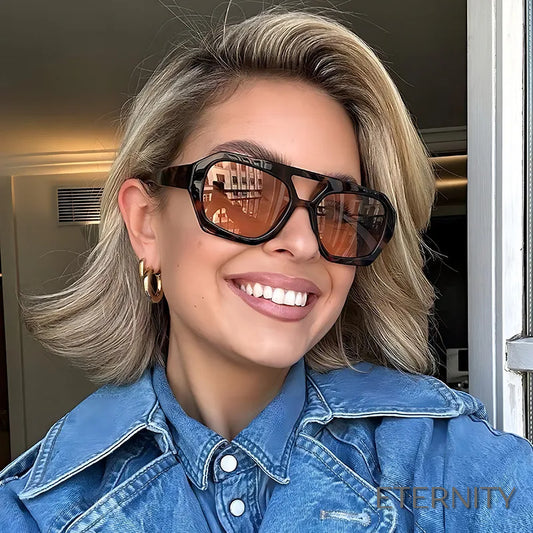Lentes de Sol Modernos para Mujer: Montura Carey con Doble Puente - ETERNITY