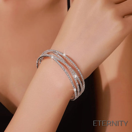 Elegante Pulsera Femenina Elástica con Circonitas Brillantes - ETERNITY