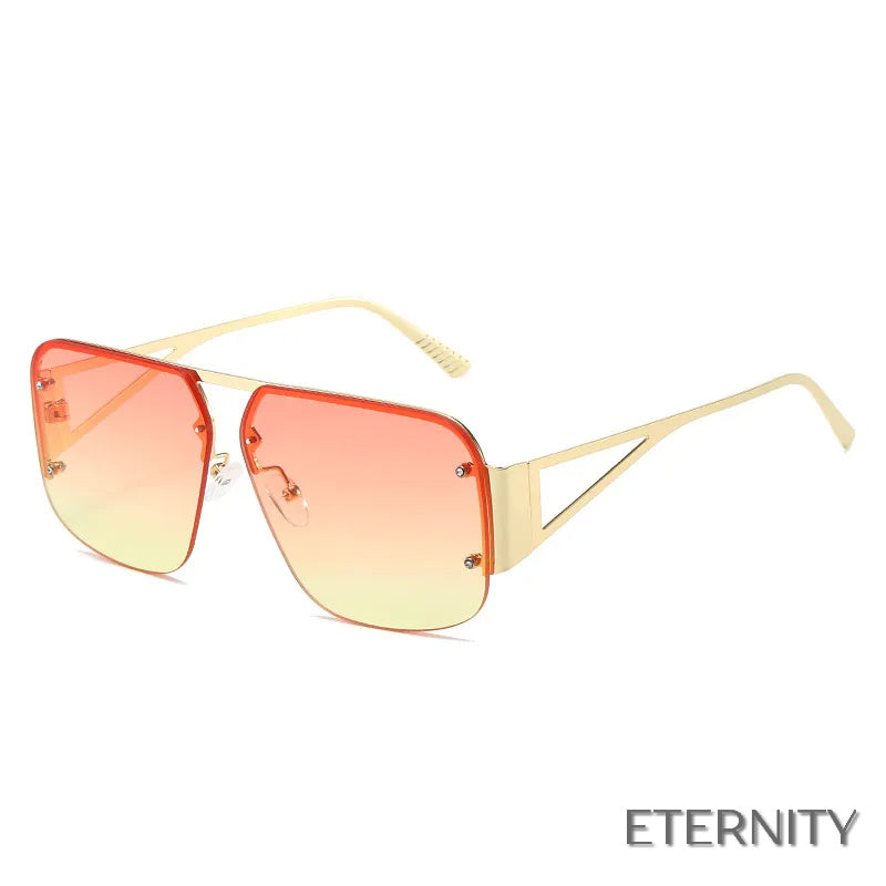 Lentes de Sol Modernos Retro: Cuadradas con Media Montura y Cristales Degradados