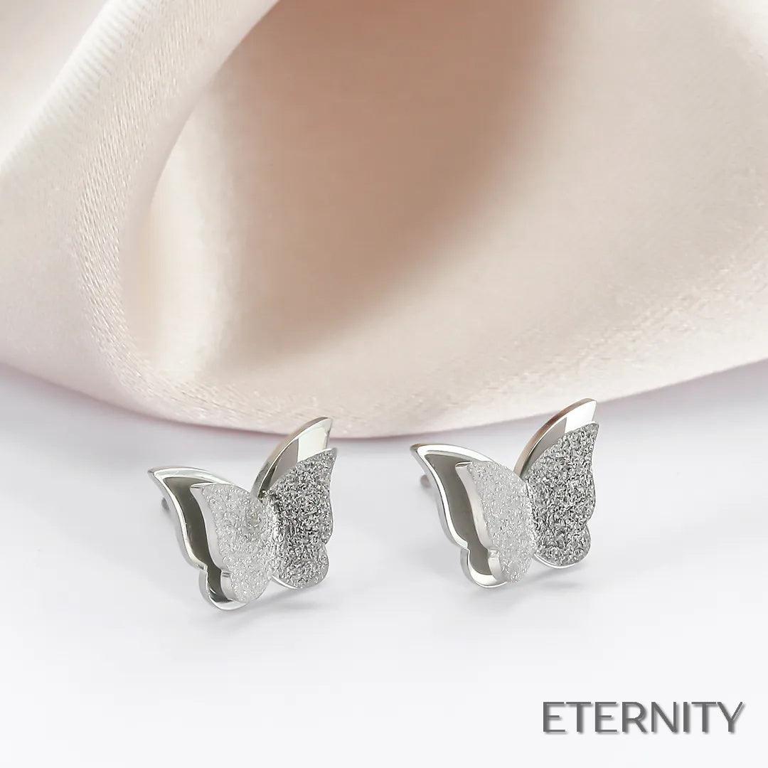 Elegantes Zarcillos Femeninos con Diseño de Mariposa Escarchada - ETERNITY