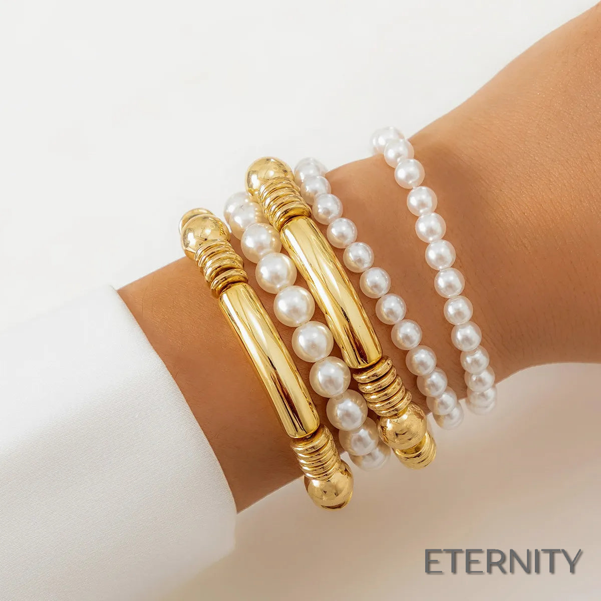 Pulseras Femeninas Modernas de Múltiples Capas de Cadena, Cuentas y Barra - ETERNITY