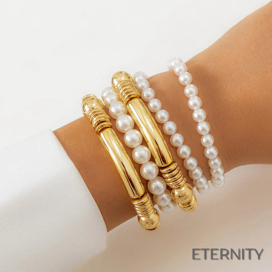 Pulseras Femeninas Modernas de Múltiples Capas de Cadena, Cuentas y Barra - ETERNITY