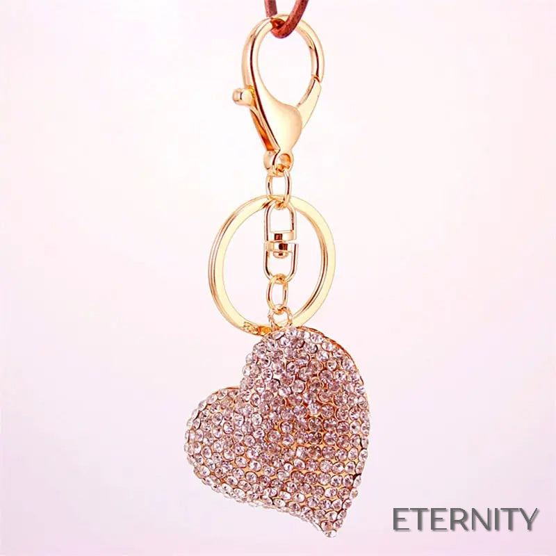 Adorable Llavero con Dije de Corazón Cubierto de Cristales - ETERNITY