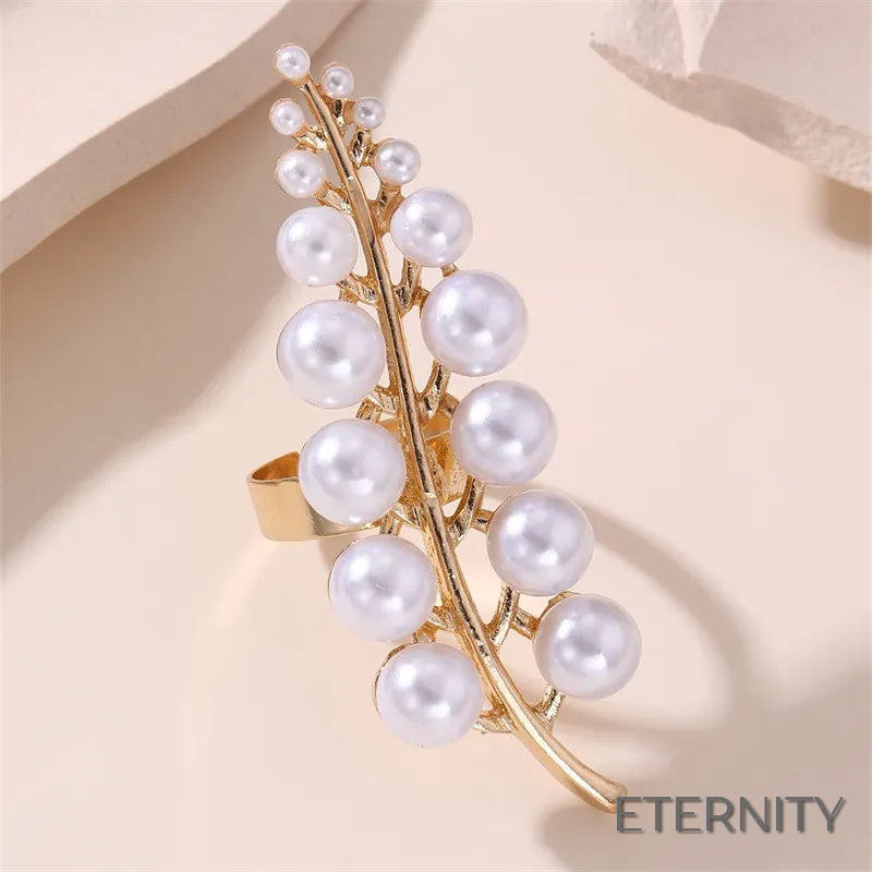 Anillos Dorados Exagerados con Perlas (Rama, Flor, Estrella de Mar) - ETERNITY