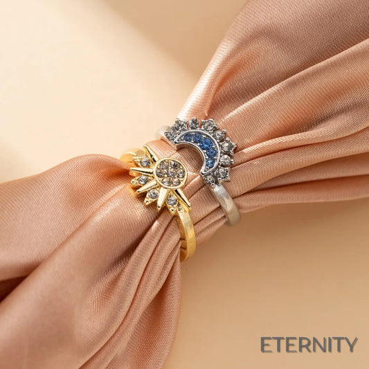 Anillos de Pareja Modernos con Diseño de Sol Dorado y Luna Plateada - ETERNITY