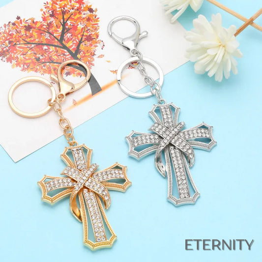 Llaveros Modernos con Cruz Cubierta de Cristales - ETERNITY