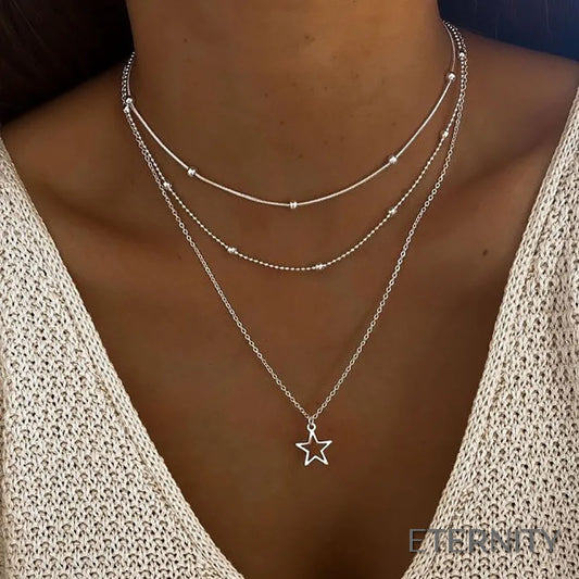 Elegante Cadena Femenina Plateada con Estrella Minimalista - ETERNITY
