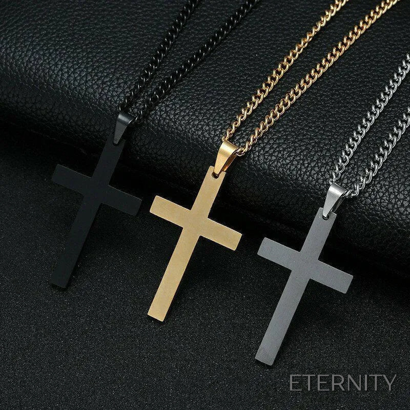 Cadena Unisex con Dije de Cruz Lisa y Brillante - ETERNITY