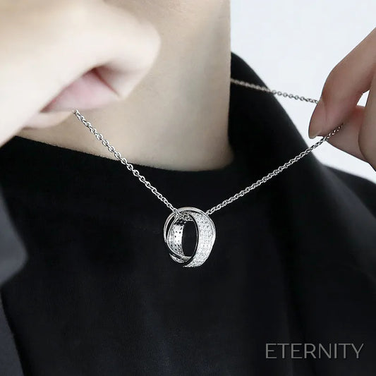 Cadena Masculina Elegante con Colgante de Dos Aros Unidos Luminosos - ETERNITY