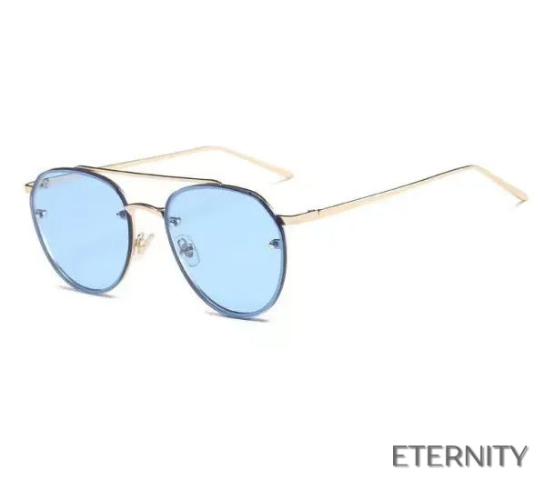 Lentes de Sol Femeninas con Montura Delgada y Cristales Reflectantes Azules - ETERNITY