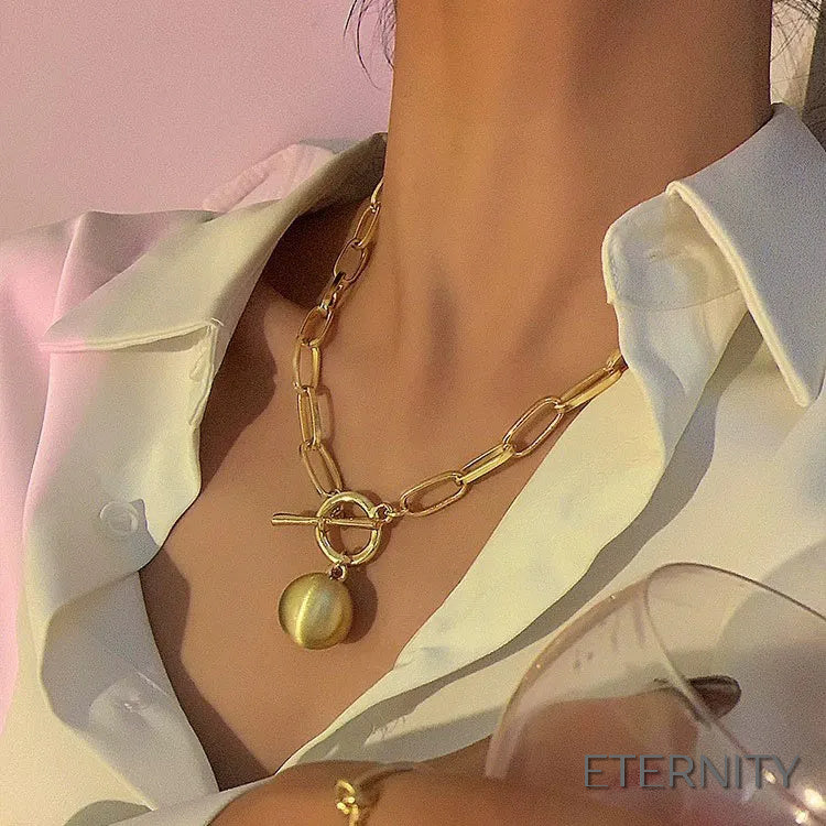 Collar Grueso con Colgante de Bola Metálica Estilo Hip Hop para Mujer - ETERNITY