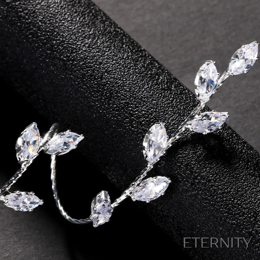 Brazalete de Dedos con Diseño de Hojas Brillantes - ETERNITY
