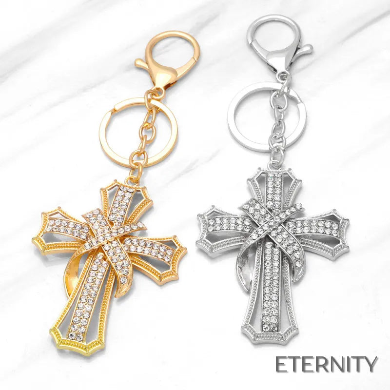 Llaveros Modernos con Cruz Cubierta de Cristales - ETERNITY