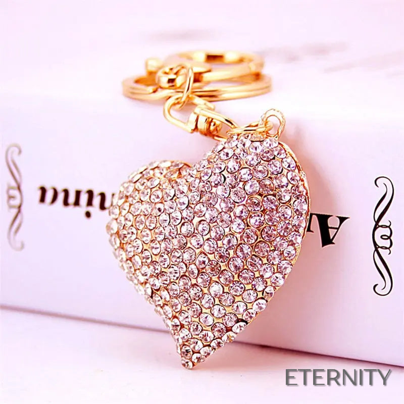 Adorable Llavero con Dije de Corazón Cubierto de Cristales - ETERNITY