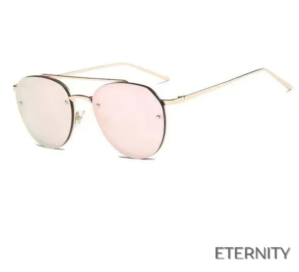Lentes de Sol Femeninas con Montura Delgada y Cristales Reflectantes Azules - ETERNITY