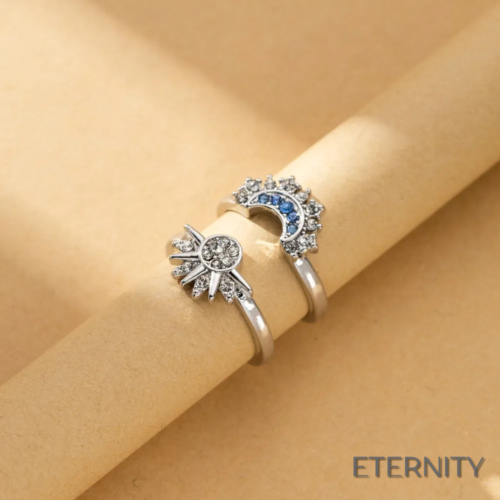 Anillos de Pareja Modernos con Diseño de Sol Dorado y Luna Plateada - ETERNITY
