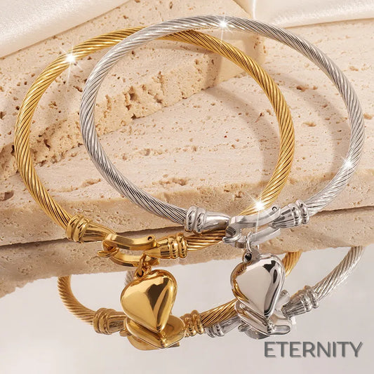 Pulseras Rígidas Trenzadas con Colgante de Corazón - ETERNITY