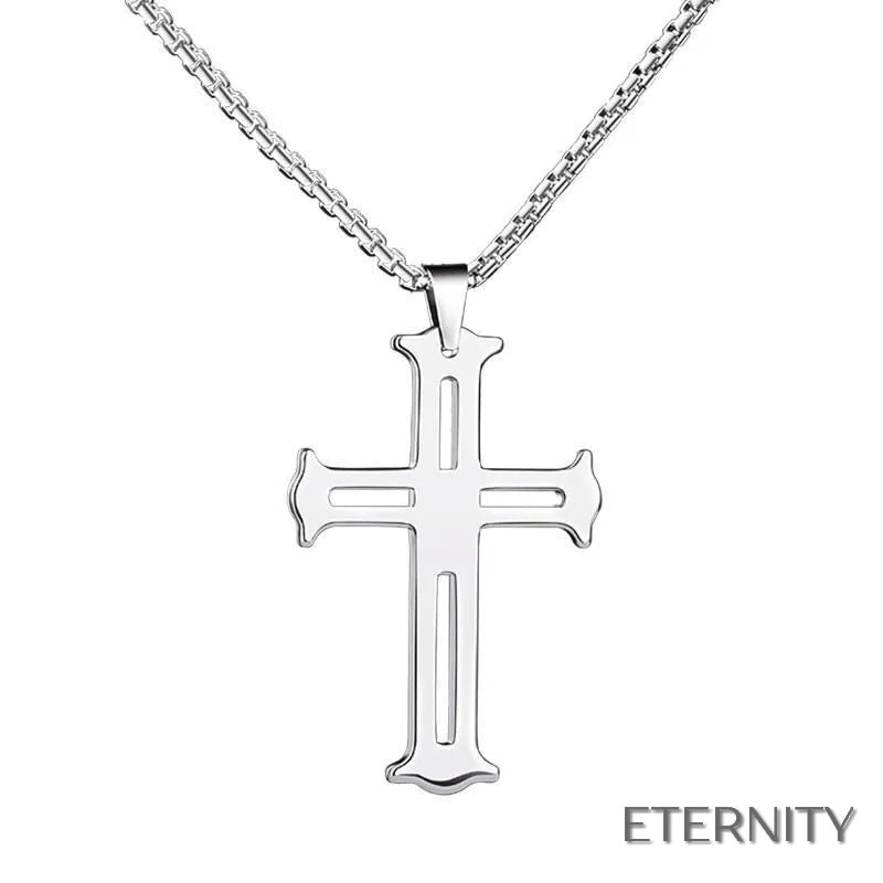 Collar con Colgante de Cruz Religiosa Vintage Simple para Hombre2