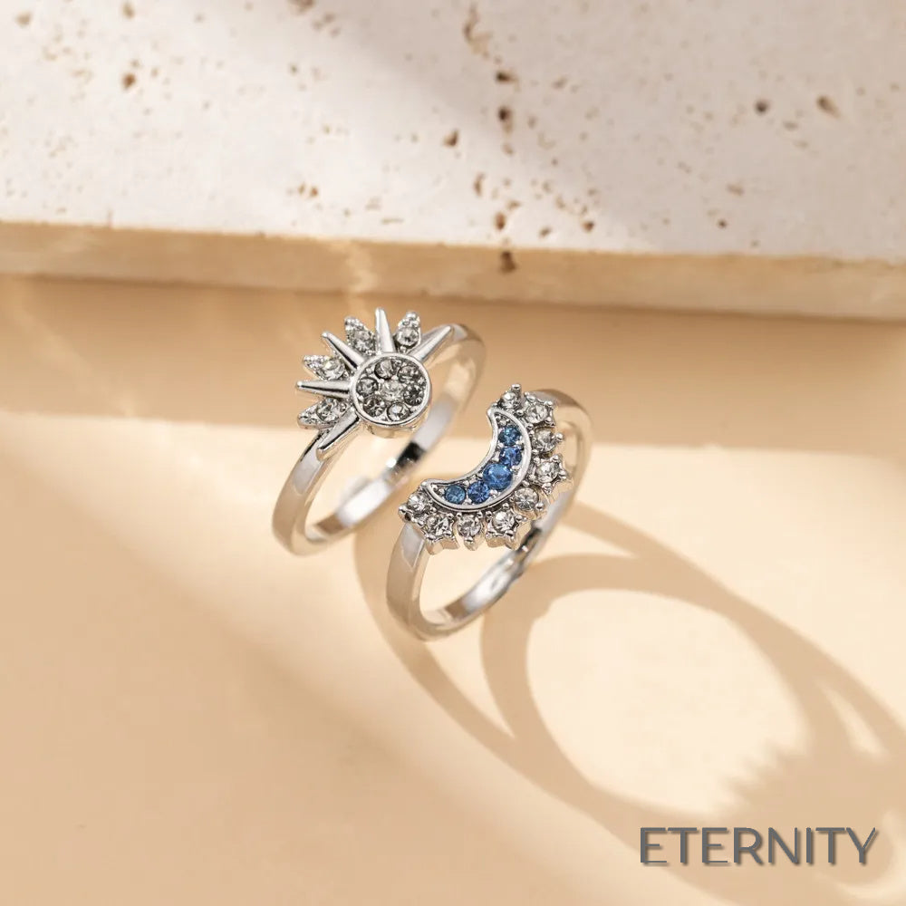Anillos de Pareja Modernos con Diseño de Sol Dorado y Luna Plateada - ETERNITY