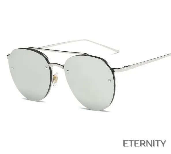 Lentes de Sol Femeninas con Montura Delgada y Cristales Reflectantes Azules - ETERNITY