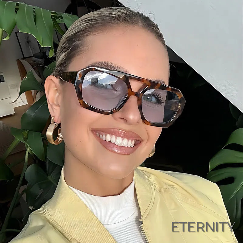 Lentes de Sol Modernos para Mujer: Montura Carey con Doble Puente - ETERNITY