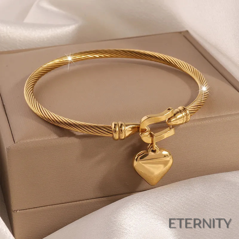 Pulseras Rígidas Trenzadas con Colgante de Corazón - ETERNITY
