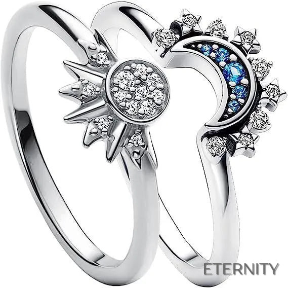 Anillos de Pareja Modernos con Diseño de Sol Dorado y Luna Plateada - ETERNITY
