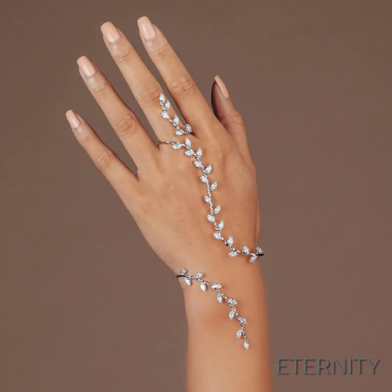 Brazalete de Dedos con Diseño de Hojas Brillantes - ETERNITY