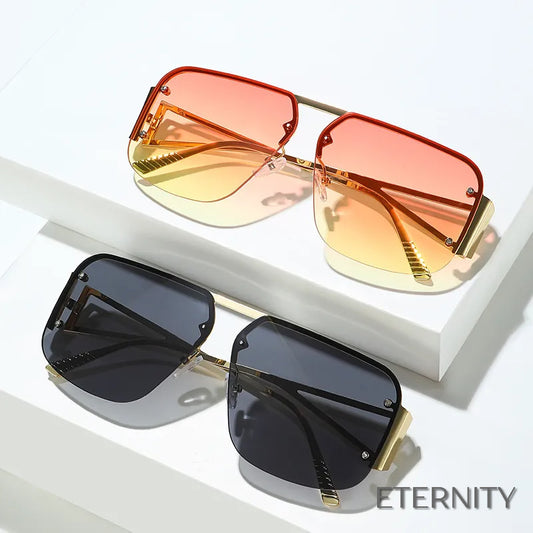 Lentes de Sol Modernos Retro: Cuadradas con Media Montura y Cristales Degradados