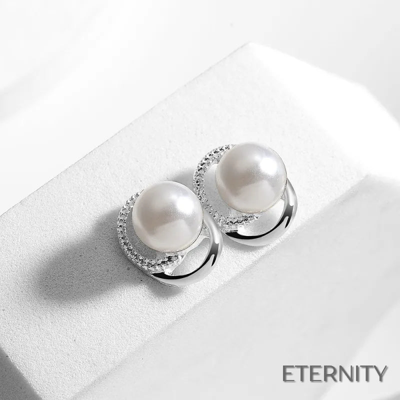 Elegante Conjunto Femenino: Cadena, Anillo y Aretes con Perlas Simuladas y Adornos Luminosos - ETERNITY