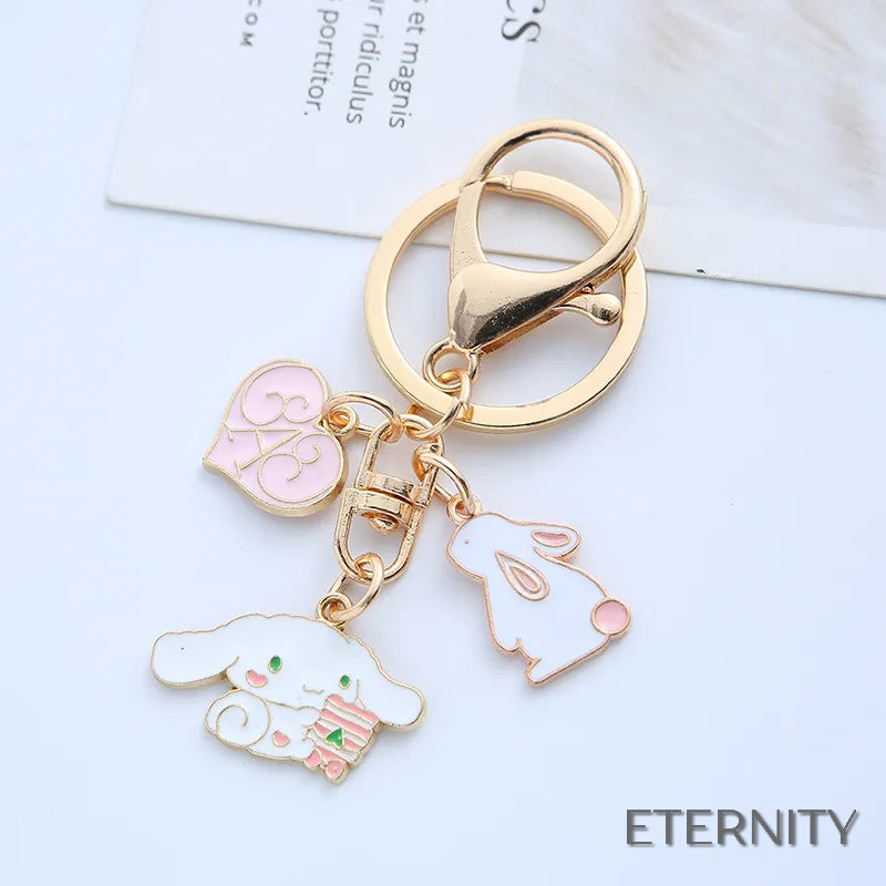 Adorables Llaveros Femeninos con Diseño de Conejito y Flores - ETERNITY