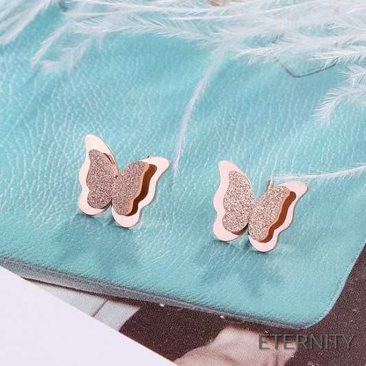 Elegantes Zarcillos Femeninos con Diseño de Mariposa Escarchada - ETERNITY