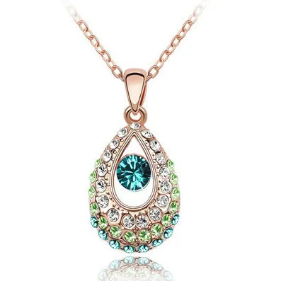 Collar con Colgante en Forma de Lágrima con Rhinestones Multicolor para Mujer - ETERNITY