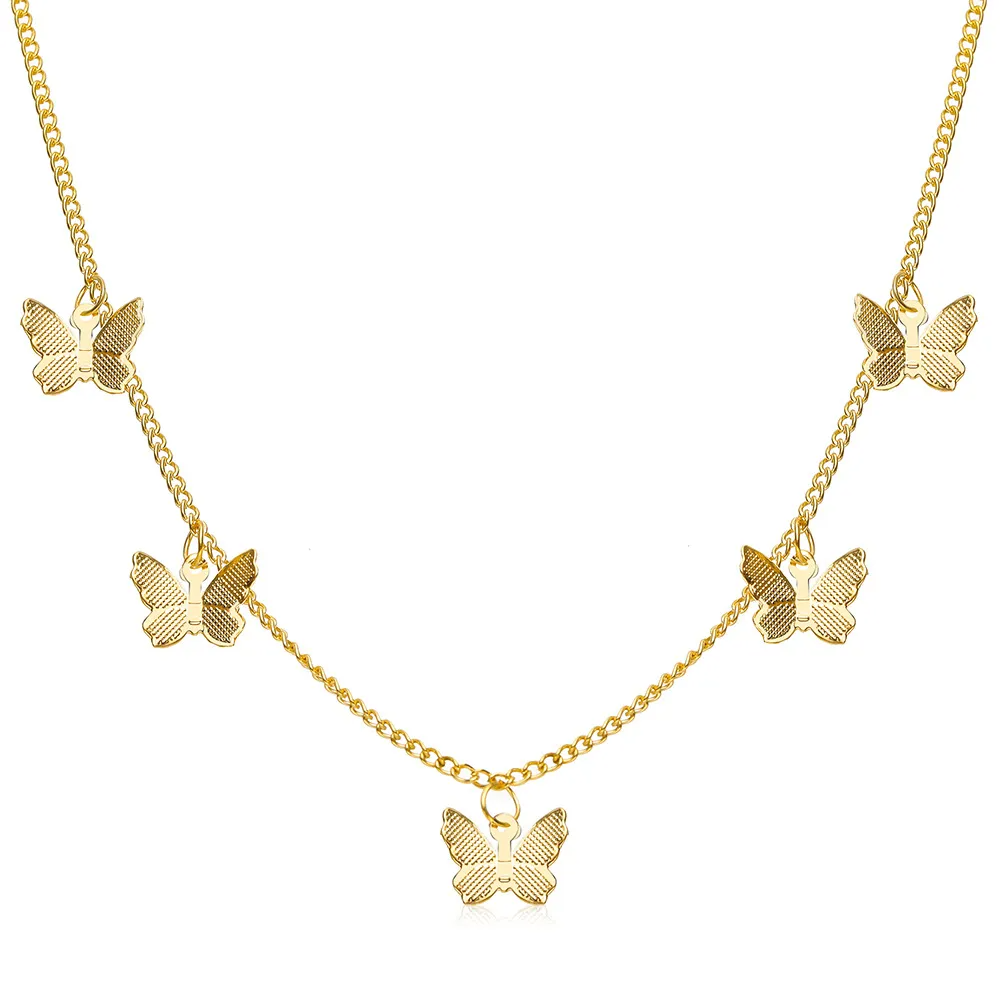 Collar Dorado con Dijes de Mariposas Geométricas para Mujer - ETERNITY
